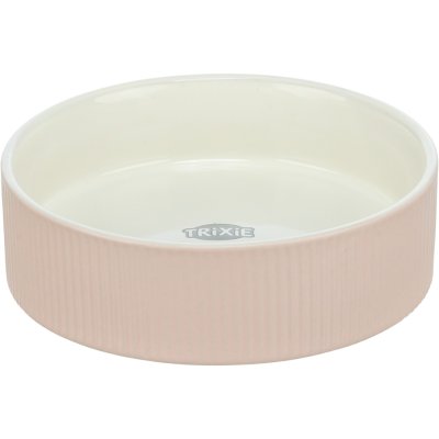 Zoom bild av Trixie Skål, keramik, 0,2 l ø 12 cm, blandade färger beige vit grön turkos peach matskål hund katt keramikskål vattenskål räffla