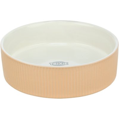 Zoom bild av Trixie Skål, keramik, 0,2 l ø 12 cm, blandade färger beige vit grön turkos peach matskål hund katt keramikskål vattenskål räffla