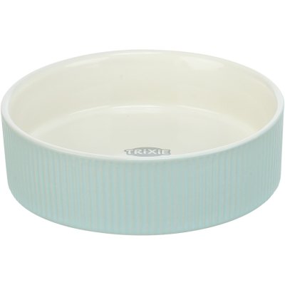 Zoom bild av Trixie Skål, keramik, 0,2 l ø 12 cm, blandade färger beige vit grön turkos peach matskål hund katt keramikskål vattenskål räffla