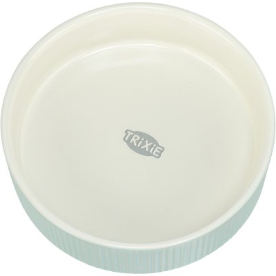Zoom bild av Trixie Skål, keramik, 0,2 l ø 12 cm, blandade färger beige vit grön turkos peach matskål hund katt keramikskål vattenskål räffla