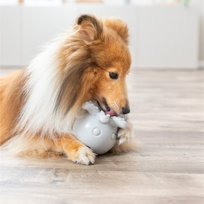 Zoom bild av Trixie Snacksbläckfisk, TPR, 11 cm ljusgrå grå vit gummi godisgömma aktiveringsleksak hund hundleksak