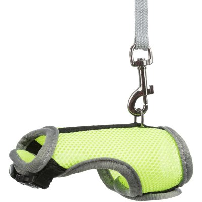 Zoom bild av sele koppel set råtta blå röd grön trixie mesh