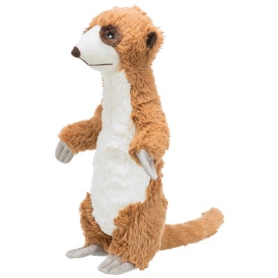 Zoom bild av hundleksak surikat mjukdjur gosdjur plyschleksak med pip mjuk plysch fylld för hund brun beige grå trixie