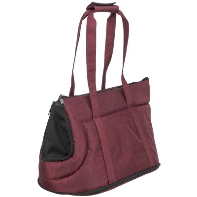 Zoom bild av Trixie Transportväska Riva, 26 × 30 × 45 cm, sangria vinröd röd svart bärväska hundväska kattväska transport transportbag smidig