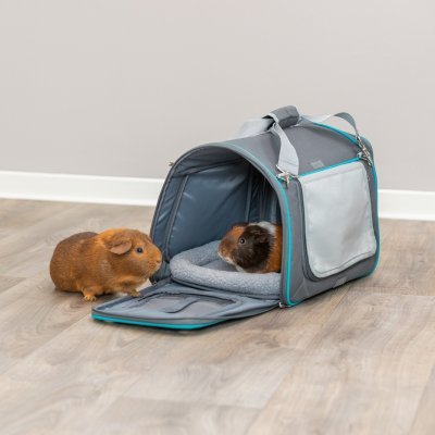 Zoom bild av Trixie Transportväska Vicky, 40 × 27 × 28 cm, grå turkos hundväska kattväska kaninväska tygbur transportbur hund katt kanin småd