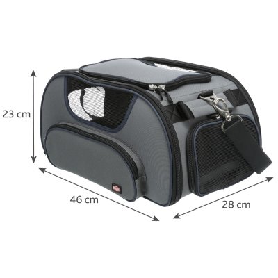 Zoom bild av Trixie Transportväska Wings airline, 28 × h23 × 46 cm, grå blå svart flygbur handbagage hundbur flyg flygväska kabin