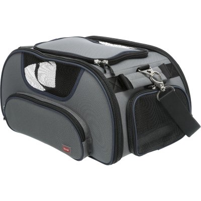 Zoom bild av Trixie Transportväska Wings airline, 28 × h23 × 46 cm, grå blå svart flygbur handbagage hundbur flyg flygväska kabin