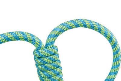 Zoom bild av hundleksak tugger flytande vattenleksak sommar repringar polyester petrol lime trixie rep