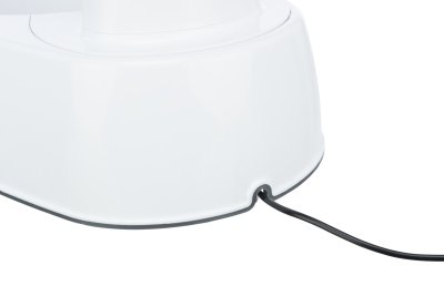 Zoom bild av vattenfontän trixie curved för katt liten hund cirkulerande vatten automatisk tystgående fontän husdjur fräscht rinnande vatten