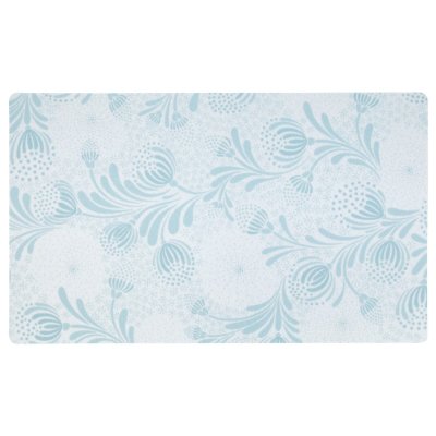 Zoom bild av underlägg foderplats foderunderlägg fodermatta husdjursmatta hundmatta kattmatta ljusblå vit floral light blue drymate absorbera