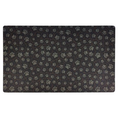 Zoom bild av underlägg foderplats foderunderlägg fodermatta husdjursmatta hundmatta kattmatta paw path tan svart beige tassavtryck drymate ab
