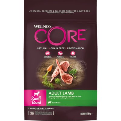 Zoom bild av hundfoder lamm hund känslig mage små hundraser småhund liten hund små hundar lamb core wellness small breed adult lamb recipe hy