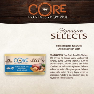 Zoom bild av CORE Signature Selects Flaked Tuna & Shrimp in Broth 79g