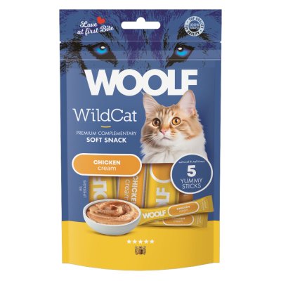 Zoom bild av Woolf Wildcat Cream 5-p Chicken 70g kattgodis flytande kräm kyckling slickgodis