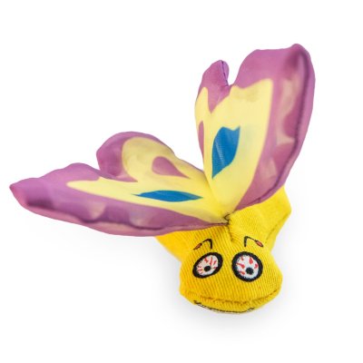 Zoom bild av Yeowww! Butterfly kattleksak fjäril catnip äkta ekologisk kattmynta prasslande vingar blå lila röd gul