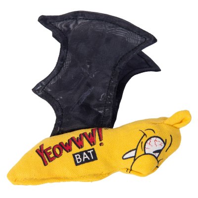 Zoom bild av Yeowww! Cat Bat catnip kattmynta ekologisk kattleksak fladdermus 100% äkta ekologisk kattmynta gul svart prasselvingar