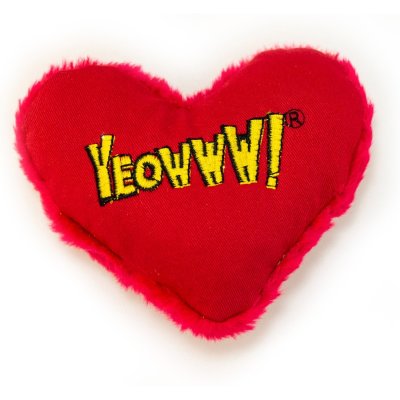 Zoom bild av Yeowww! Hearrrt Attack 11 cm the hearts yeowww catnip äkta ekologisk kattmynta kattleksak hjärta plysch röd gul svart bomull