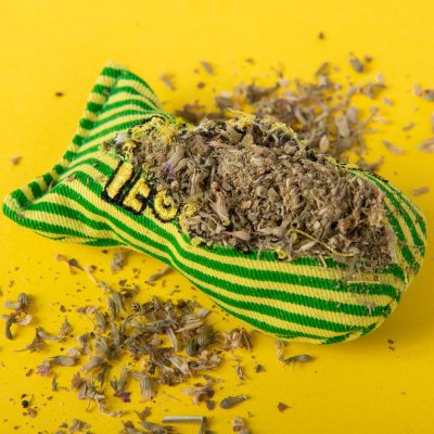 Zoom bild av Yeowww! Kitten Mitten catnip ekologisk kattmynta kattleksak vante gul grön röd bomull